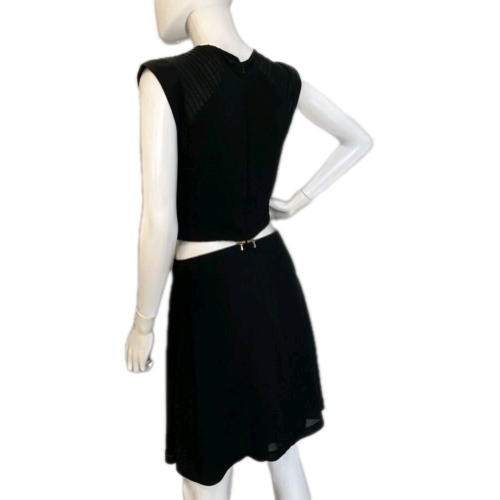 Sandro Paris Black Mini Length Dress Sz 4 Cutout Zip Waist Old Money Luxury LBD - Picture 9 of 13